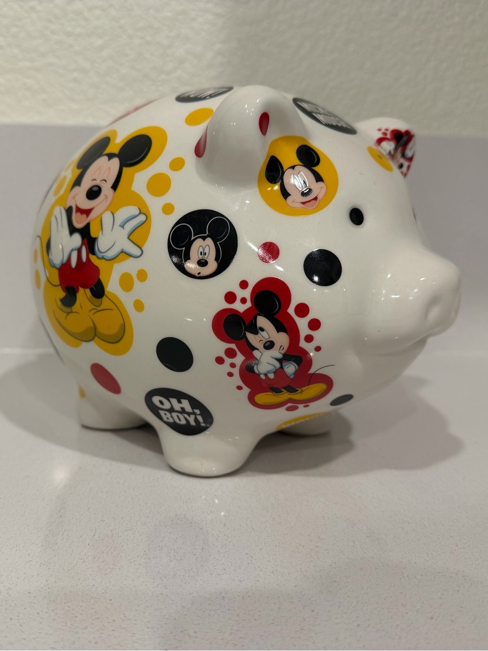 Disney White Ceramic Mickey Mouse Piggy Bank from Disney Parks